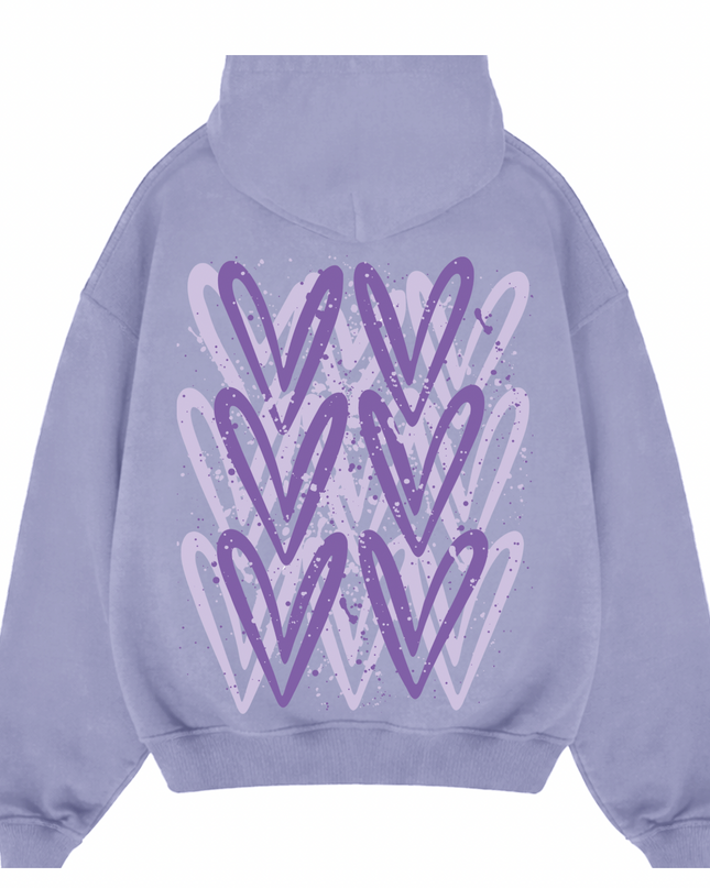Lilac Heart Printed Hoodie Kids