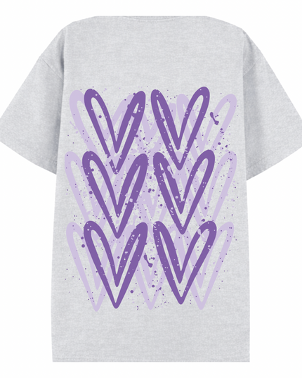Lilac Heart Printed T-shirt Adult