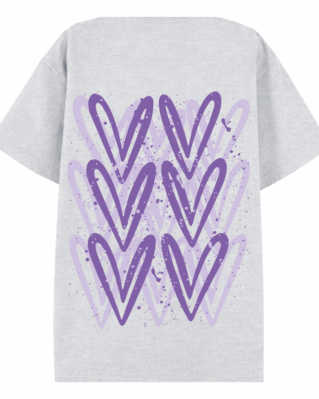 Lilac Heart Printed T-shirt Adult