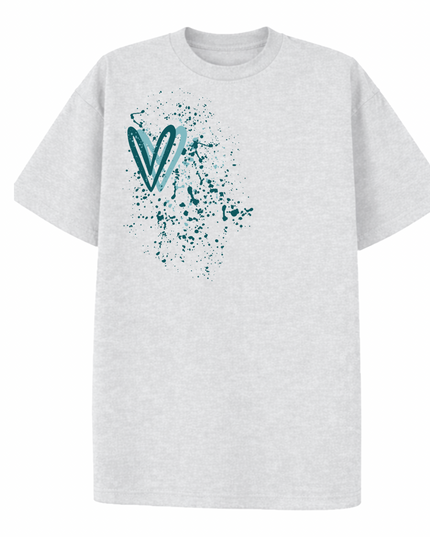 Teal Heart Printed T-shirt Adult