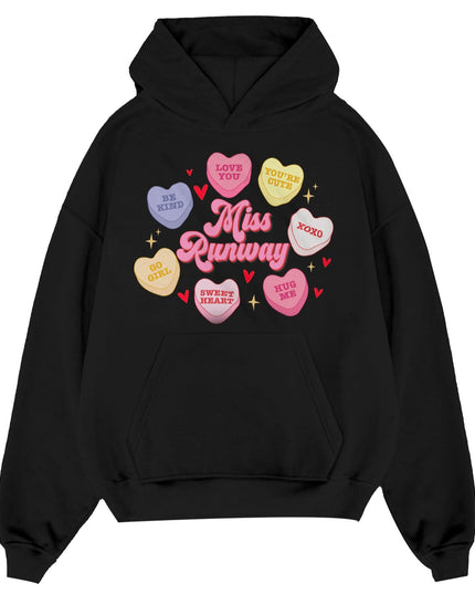 Miss Runway Love Heart Hoodie Black