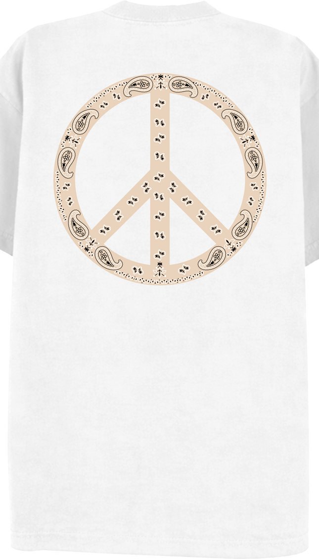 Paisley Peace T Shirt Cream – adult printed t-shirt by Miss Runway