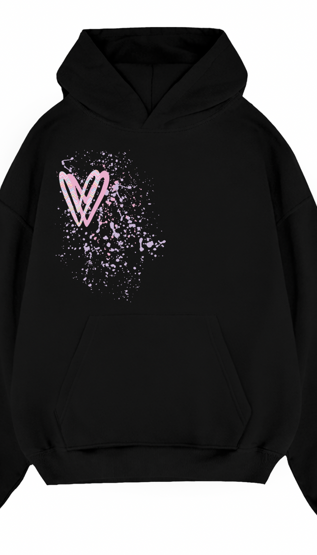Pastel Zig Zag Heart Printed Hoodie – image 4