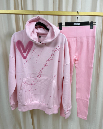 Pink Heart Pink Hoodie & Leggings Adults