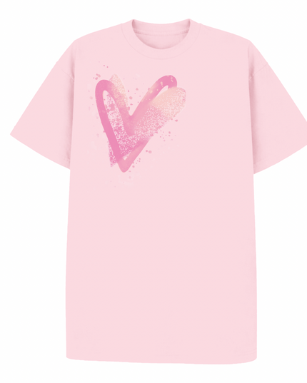 Pink Scatter Heart Printed T-shirt Kids