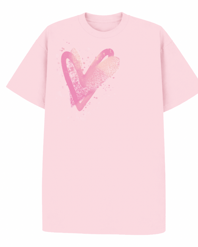 Pink Scatter Heart Printed T-shirt Adult