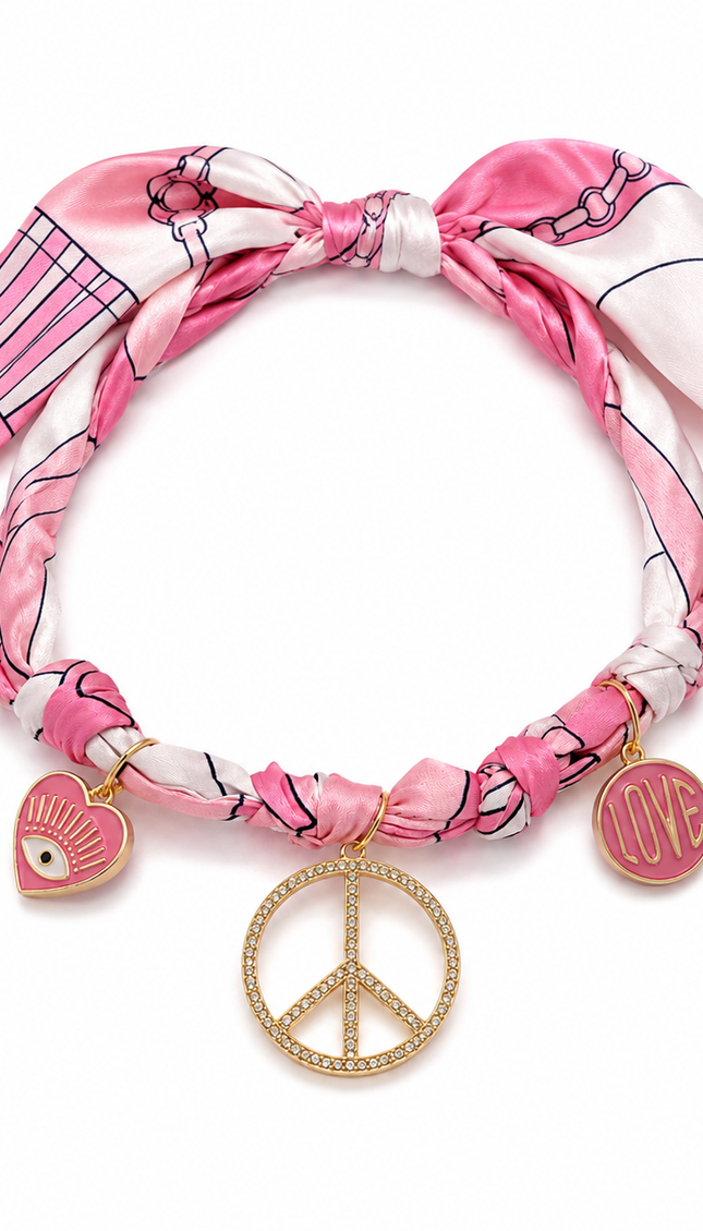 Pink swirl print bandanna choker in a retro 70s psychedelic print – Endless Opulence by Miss Runway