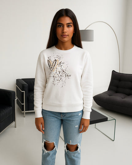 Brown Leopard Heart Printed Sweatshirt