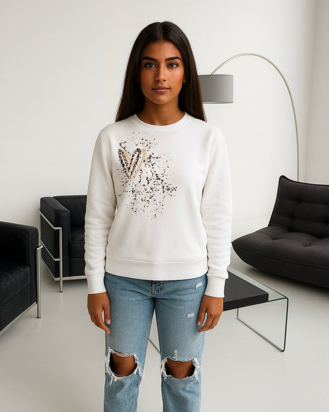 Brown Leopard Heart Printed Sweatshirt
