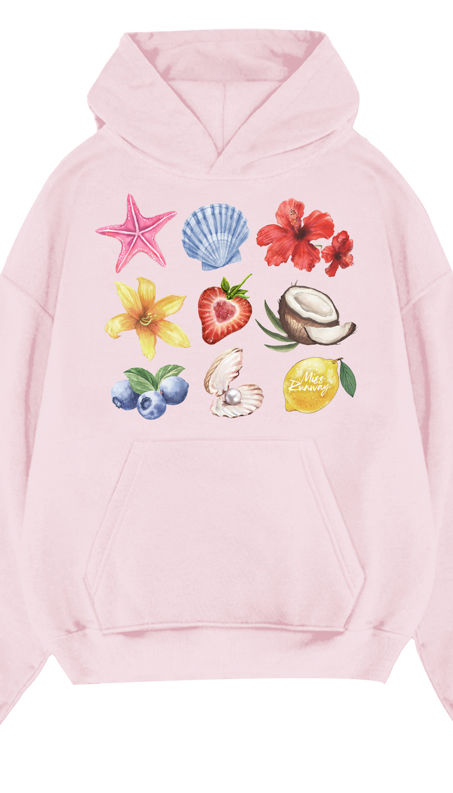 Seashell And Flowers Hoodie – adult printed hoodie by Miss Runway