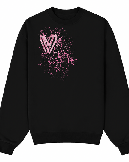 Pink Zig Zag Heart Printed Sweatshirt Adults