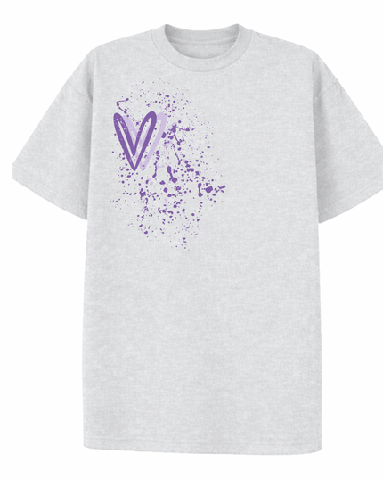 Lilac Heart Printed T-shirt Adult