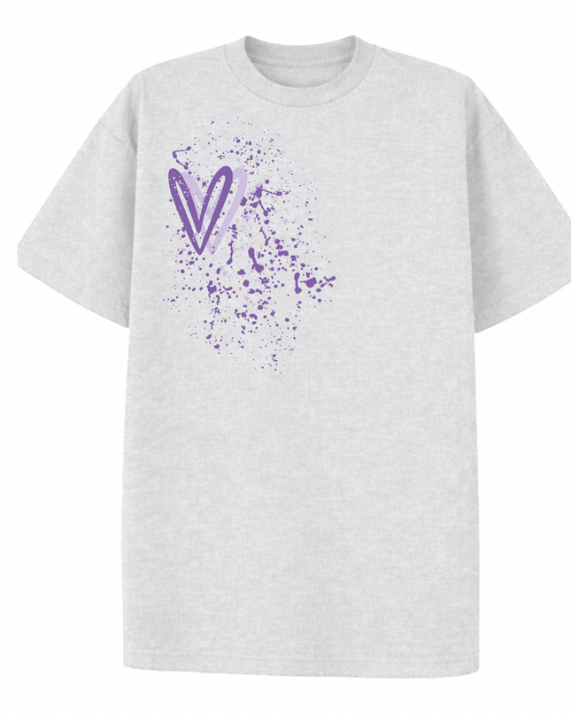Lilac Heart Printed T-shirt Adult