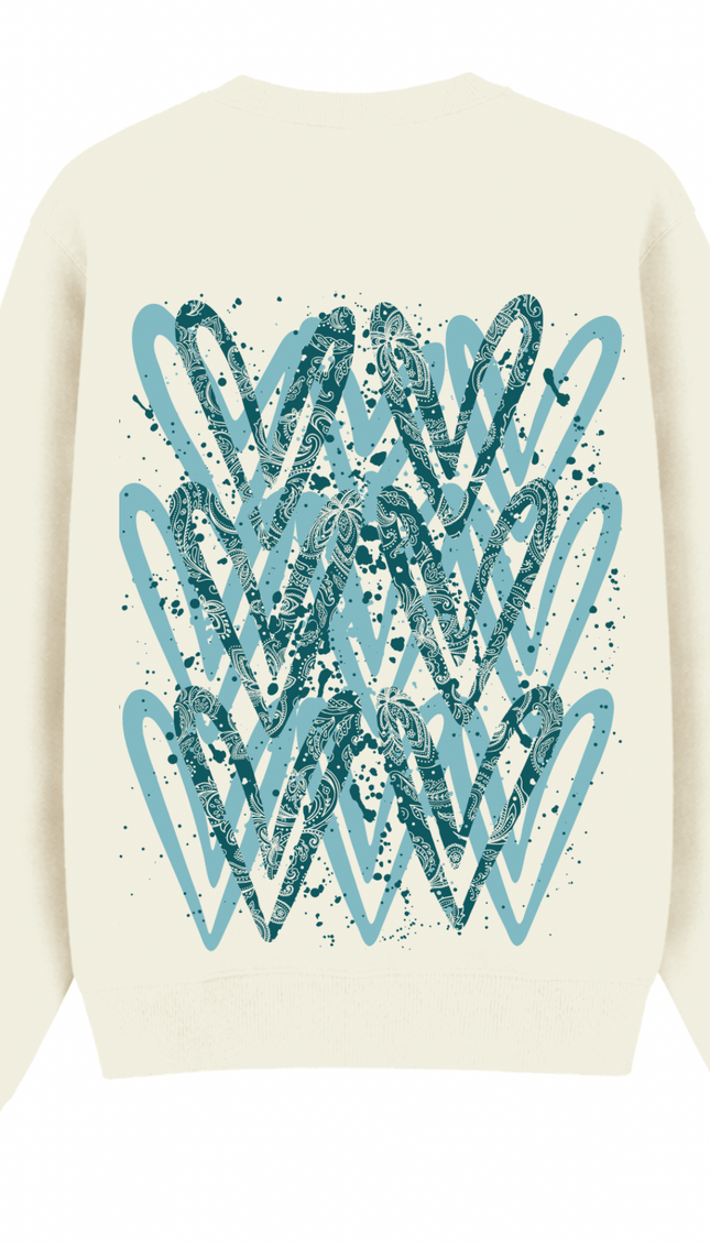 Teal Paisley Heart Printed Sweatshirt – additional view