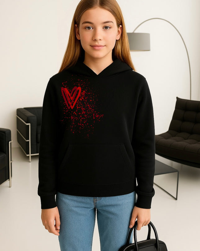 Red Heart Printed Hoodie