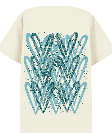 Teal Paisley Heart Printed T-shirt Kids