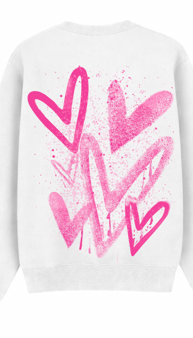 Hot Pink Scatter Heart Printed Sweatshirt – additional view