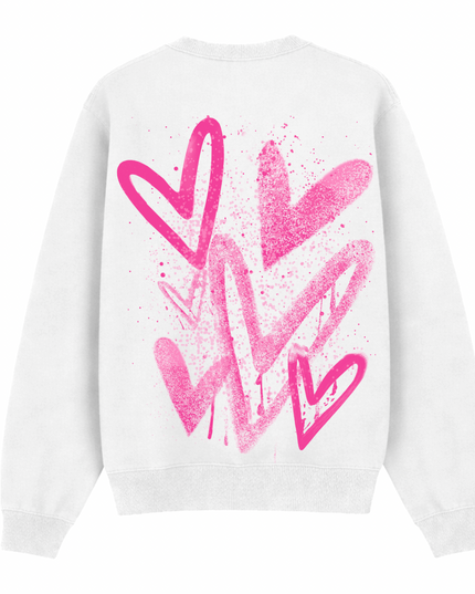 Hot Pink Scatter Heart Printed Sweatshirt Adults