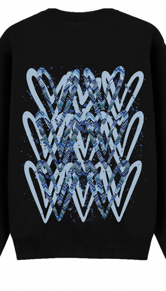 Blue Zig Zag Heart Printed Sweatshirt – image 7