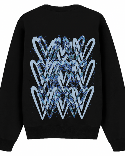 Blue Zig Zag Heart Printed Sweatshirt Kids