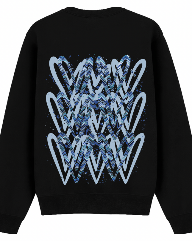 Blue Zig Zag Heart Printed Sweatshirt Kids