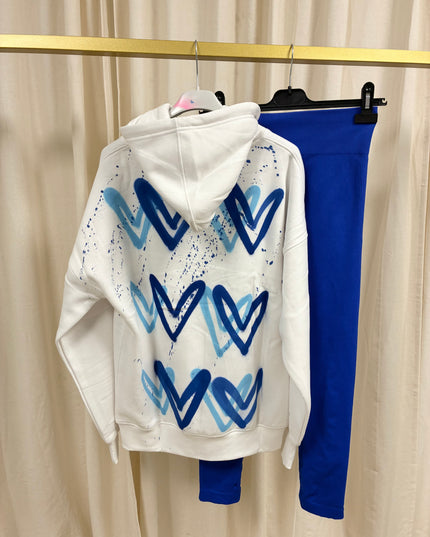 Royal Blue Heart Hoodie & Leggings Adults