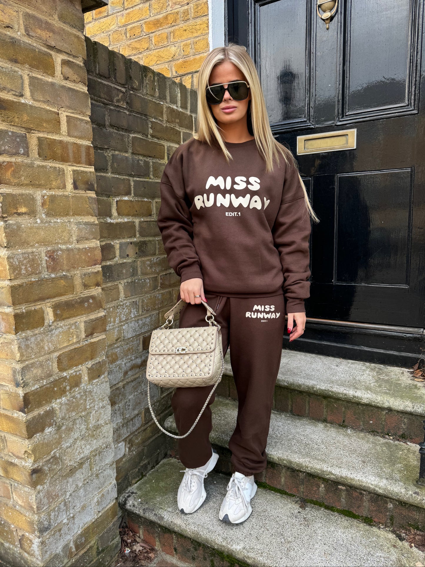 Miss Runway Edit 1 Oversized Sweatshirt Tracksuit Brown