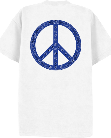 Paisley Peace T Shirt Royal Blue