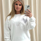 Grey Heart Graffiti Sweatshirt White