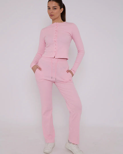 Button Loungewear Co ord  Charcoal Pink