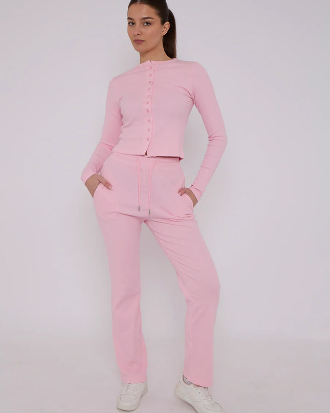 Button Loungewear Co ord  Charcoal Pink