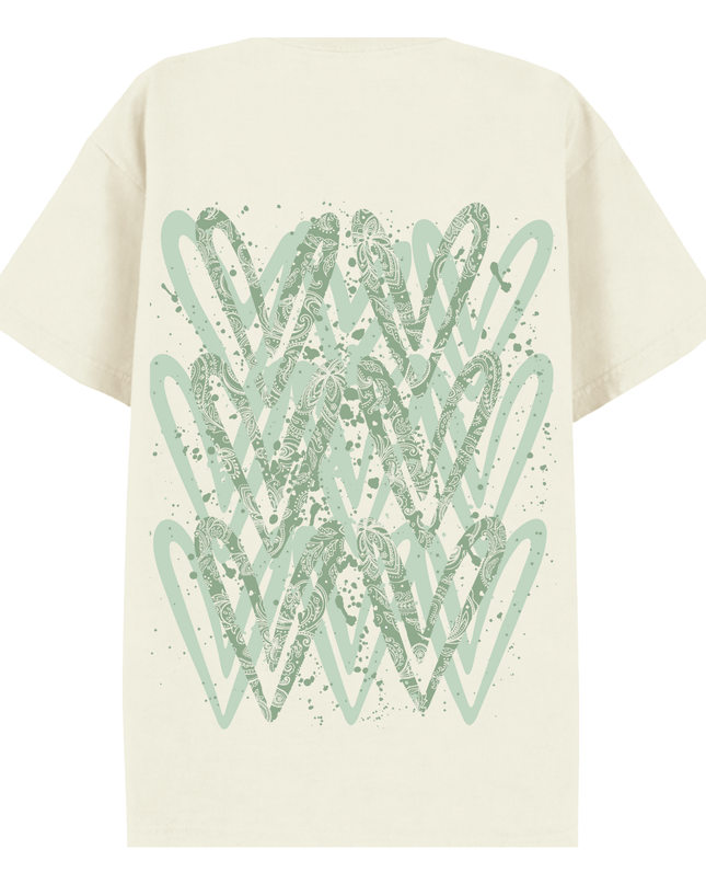 Sage Green Paisley Heart Printed T-shirt Adult