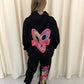 Miss Runway Multicolour Heart Graffiti Hooded Tracksuit Black