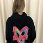 Miss Runway Multicolour Heart Graffiti Hoodie Black