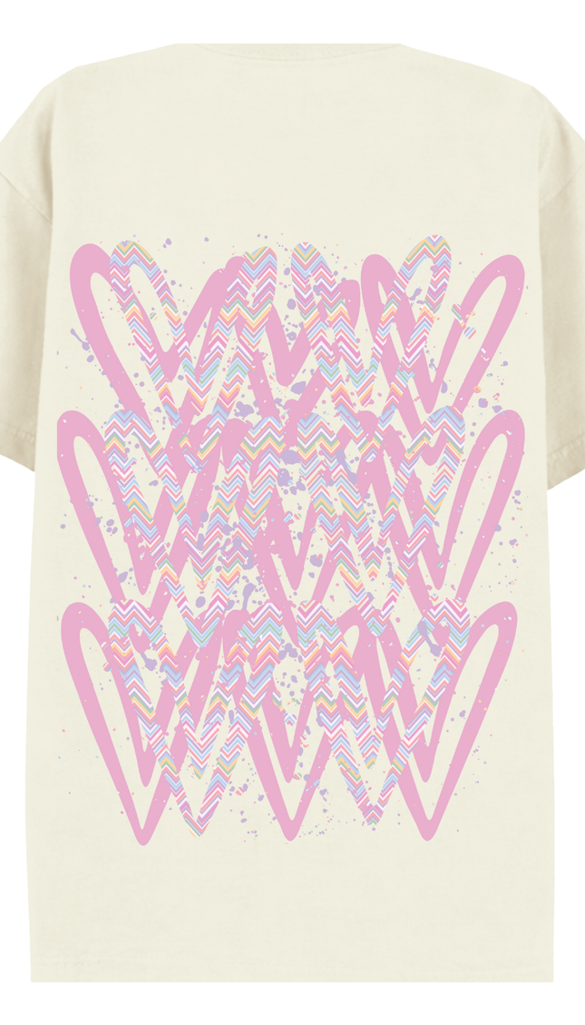 Pastel Zig Zag Heart Printed T-shirt – image 9