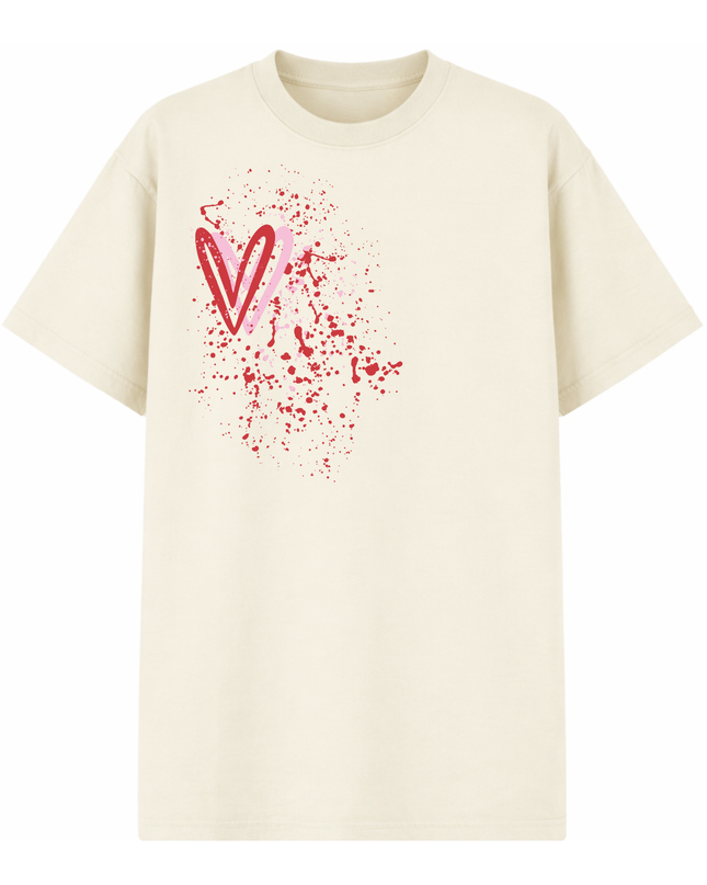 Pink/Red Heart Printed T-shirt Adult