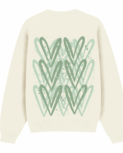 Sage Green Heart Printed Sweatshirt Kids