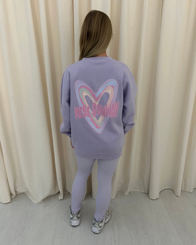Miss Runway Pastel Heart Printed Sweatshirt & Leggings Adults