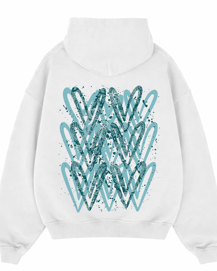 Teal Paisley Heart Printed  Hoodie Kids