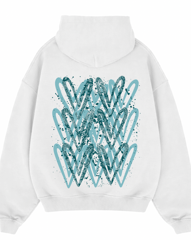 Teal Paisley Heart Printed  Hoodie Kids