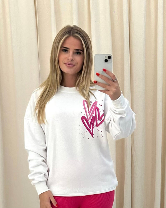Miss Runway Pink Heart Printed Sweatshirt Adults