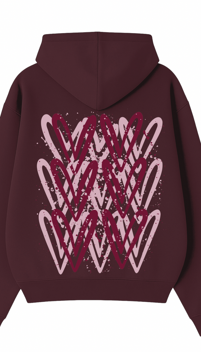 Burgundy Heart Printed Hoodie – additional view