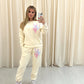 Miss Runway Pastel Heart Graffiti Sweatshirt Tracksuit Cream