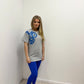 Evil Eye/Peace/Heart Grey T-Shirt And Royal Blue Legging Set