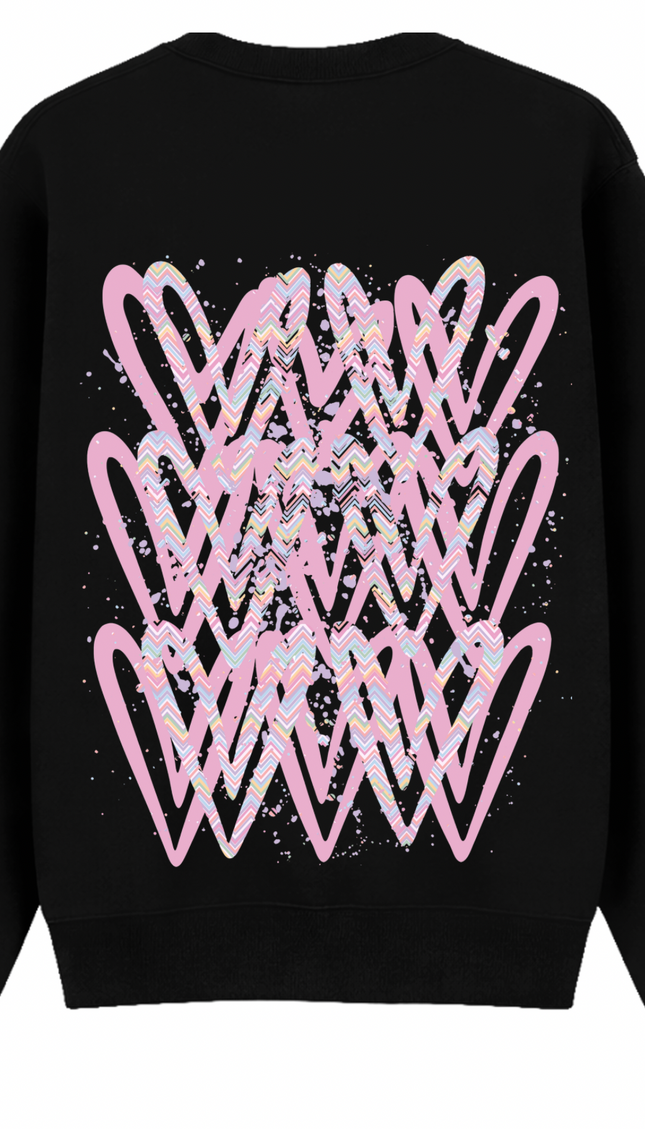 Pastel Zig Zag Heart Printed Sweatshirt – image 7