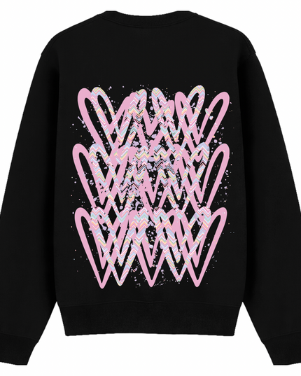Pastel Zig Zag Heart Printed Sweatshirt Adults