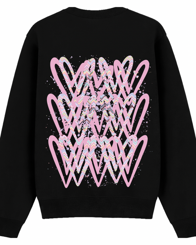 Pastel Zig Zag Heart Printed Sweatshirt Kids