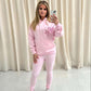 Pink & Red Candy Cane Graffiti Hoodie And Legging Set Pink