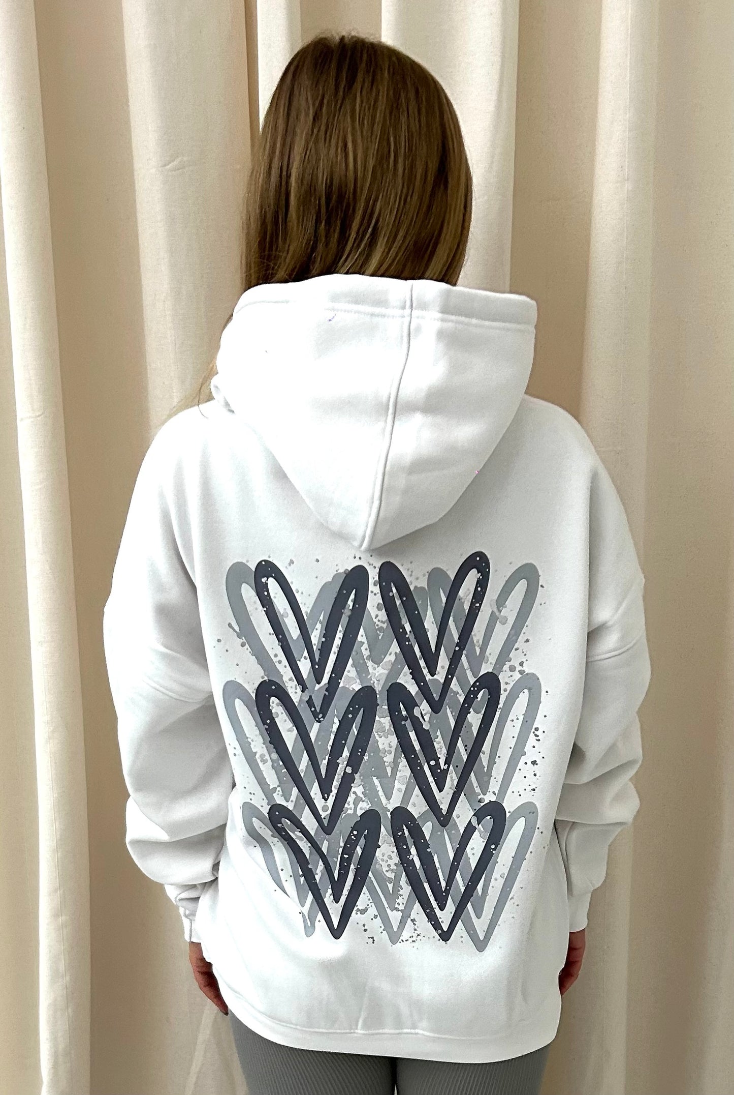 Grey Heart Graffiti Hoodie White