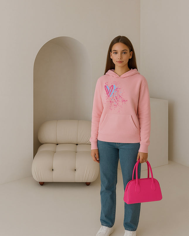 Multicoloured Heart Printed Hoodie